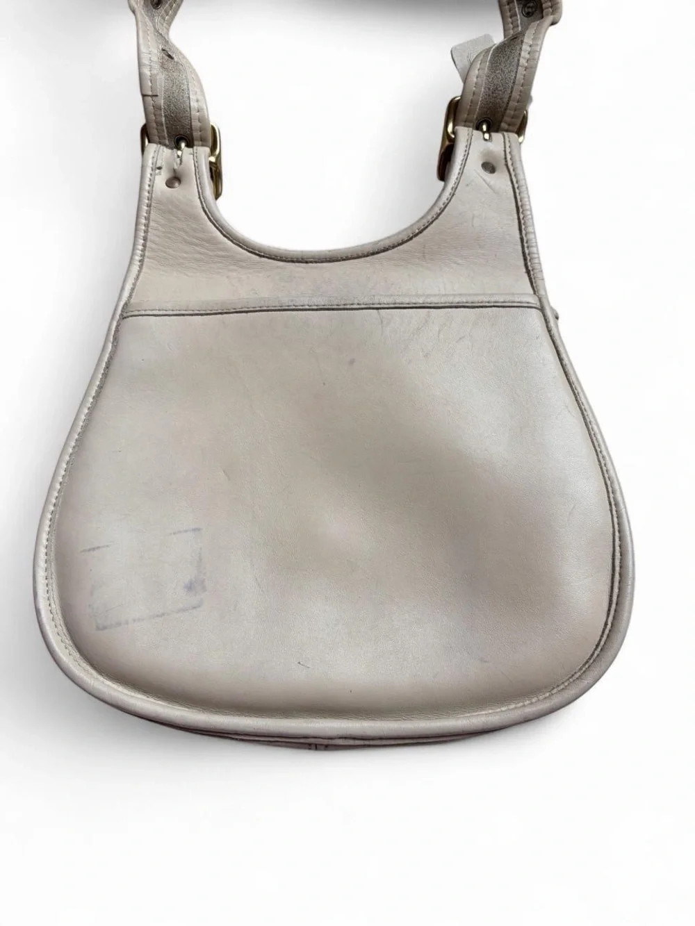 Coach Cream Leather Crescent Saddle Bag